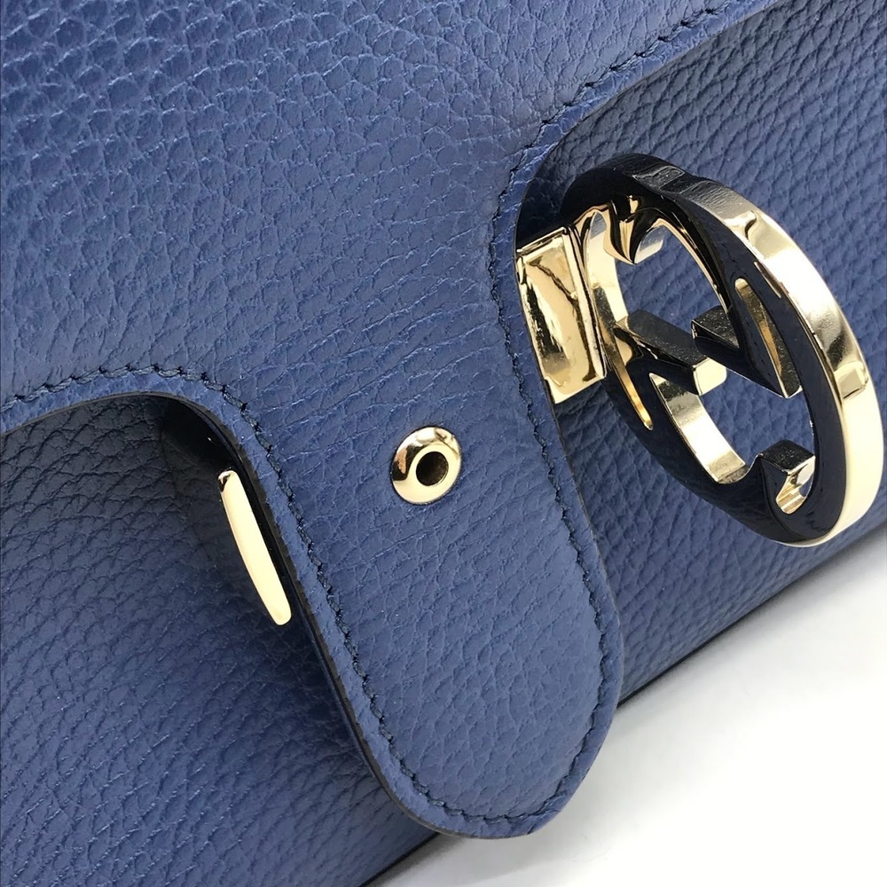 Gucci GG Shoulder Bag Interlocking Chain Blue - Picture 10 of 14